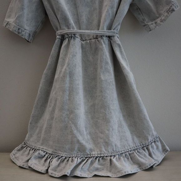 IRO AQ614 Women's Sz 44 US 12 Bleached Gray Mazargue Ruffled Wrap Dress $495 - Picture 9 of 11
